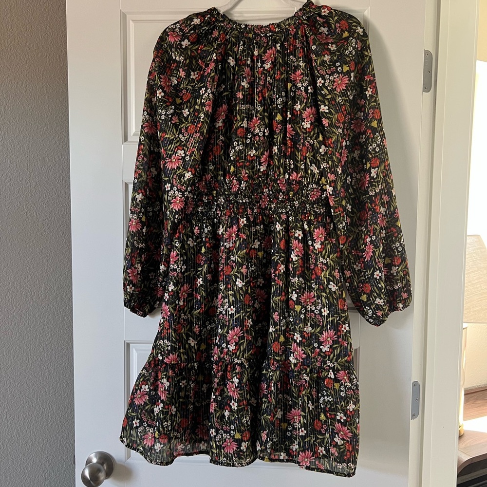 NWT Old Navy Women’s Black Floral Maternity Waist-Defined Smocked Dress - Picture 13 of 14